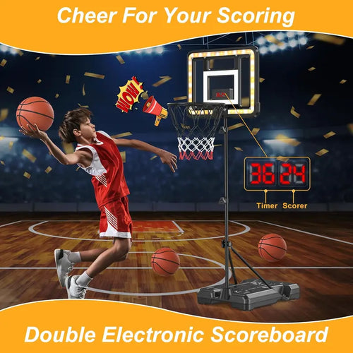 🎉2026 HOT SALE 50% OFF🎉15K+ SOLD!🔥Children's adjustable height indoor and outdoor basketball hoop🏀